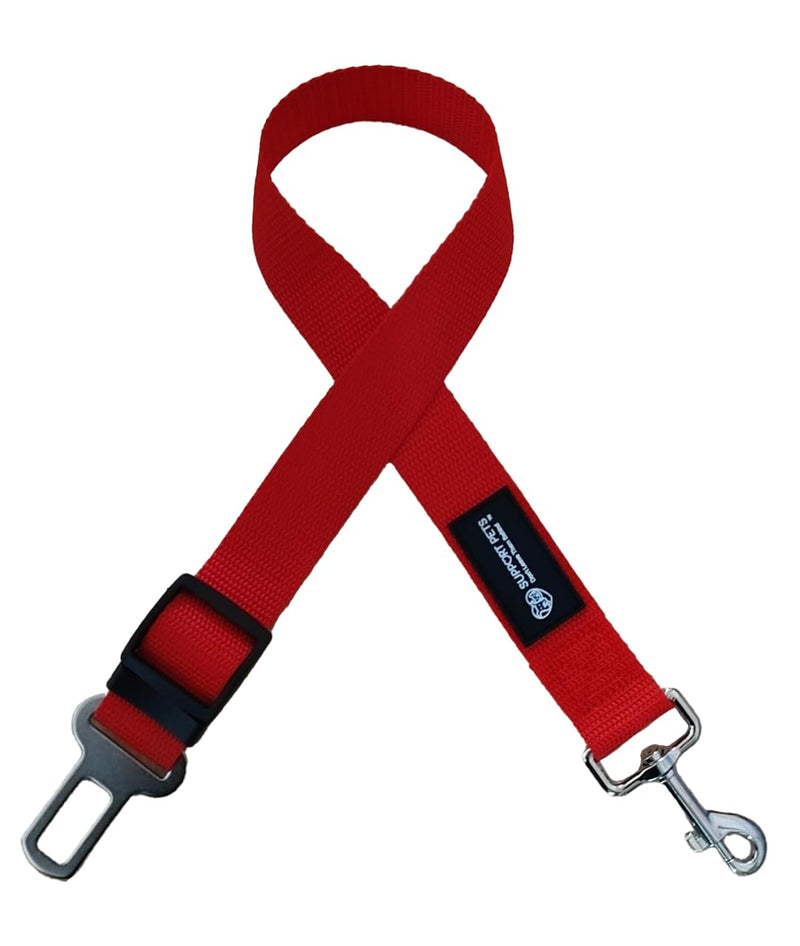 Support Pets Dog Seat Belt for Car – Adjustable Dog Safety Seatbelt Harness for Dogs & Puppies – Vehicle Seatbelt Clip for Secure Pet Travel – Durable Dog Accessories & Travel Restraint – Red 1 Pack - PawsPlanet Australia