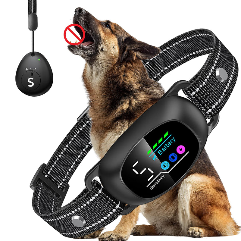 Dog Bark Collar with Remote – 2-in-1 Automatic & Manual Modes, Smart Anti Bark Dog Training Collar with Beep, Vibration & Shock, 330FT Range, IP67 Waterproof, Rechargeable (8-150lbs) BLACK