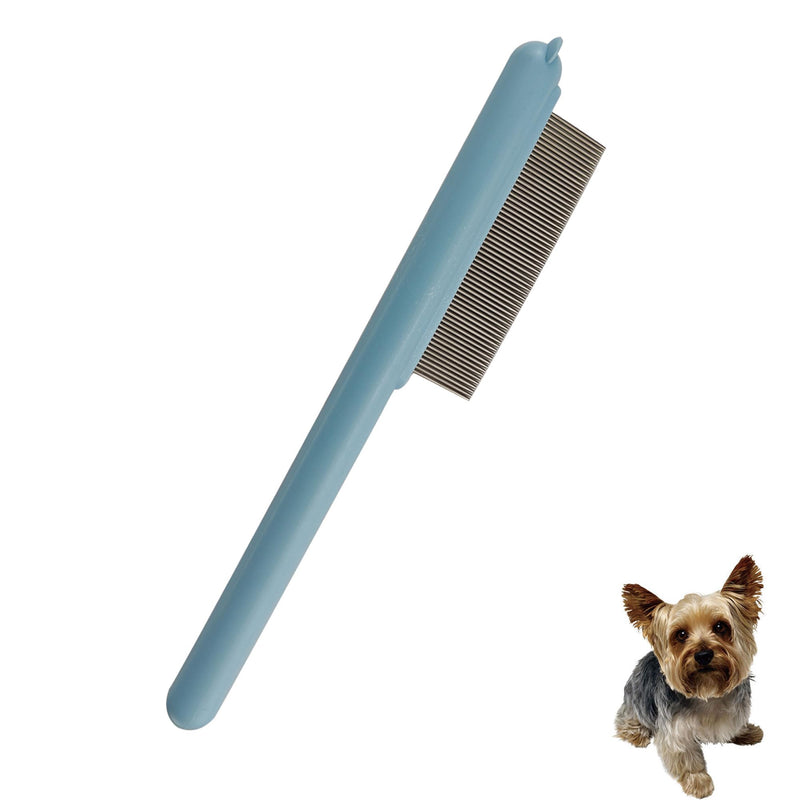 Cute Plastic Dog Comb with Stainless Steel Bristles and Furry Ears Design - Pet Grooming Tool for Removing Dirt and Tangles （Blue） Blue - PawsPlanet Australia