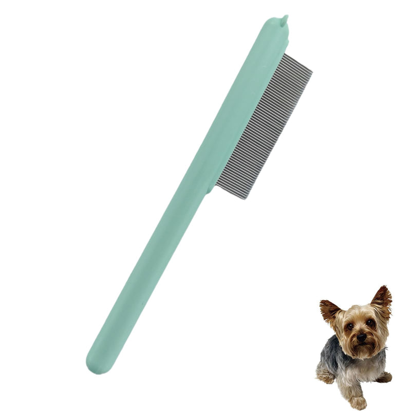 Cute Plastic Dog Comb with Stainless Steel Bristles and Furry Ears Design - Pet Grooming Tool for Removing Dirt and Tangles （Green） Green