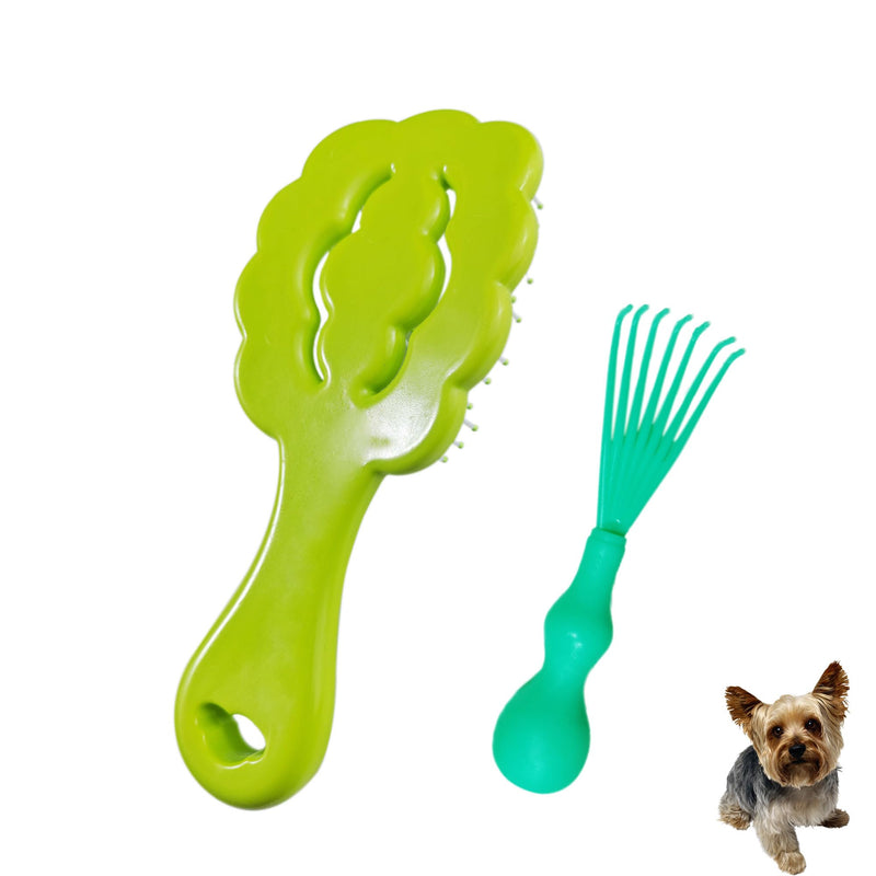 Cloud-Shaped Soft Bristle Puppy Brush for Small Dogs - Yorkie, Shih Tzu, Maltese, and Toy Poodles Grooming Tool with Detachable Lint Comb and Gift Box （Green） Green - PawsPlanet Australia