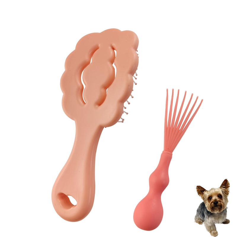 Cloud-Shaped Soft Bristle Puppy Brush for Small Dogs - Yorkie, Shih Tzu, Maltese, and Toy Poodles Grooming Tool with Detachable Lint Comb and Gift Box （Pink） Pink - PawsPlanet Australia