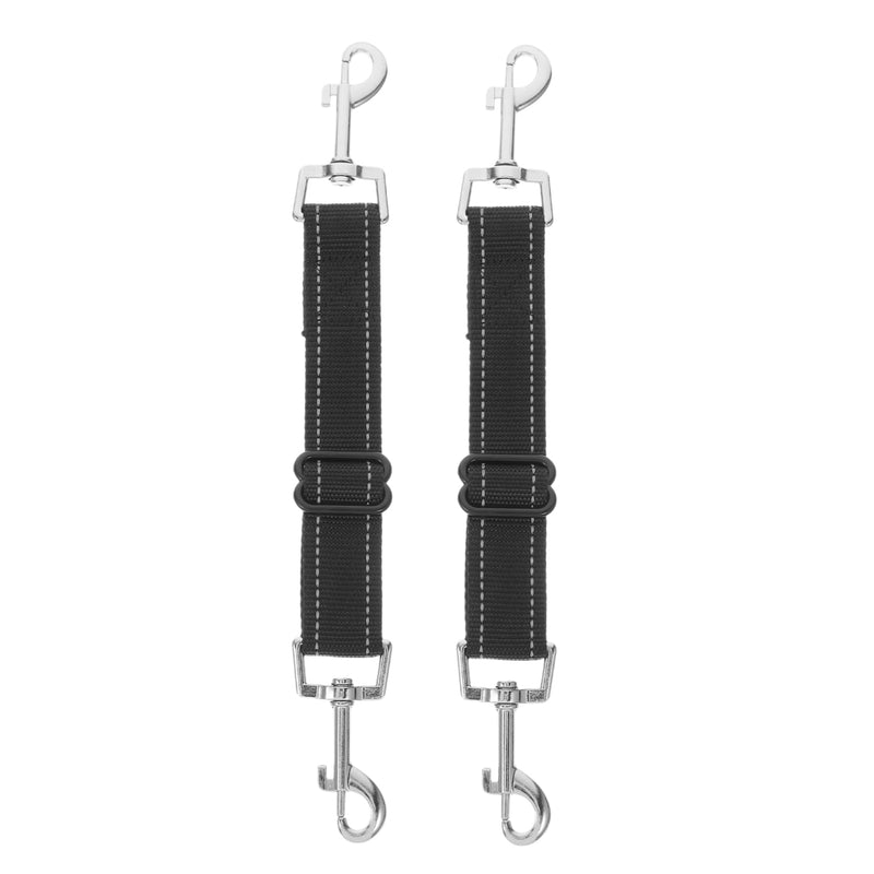 2pcs Dog Collar Connector Safety Straps Coupler Car Dog Back up Hook Lead Pet Traffic Backup Puppy Extender Seat Leash Short Adjustable Groom Vest Harness Black Nylon - PawsPlanet Australia