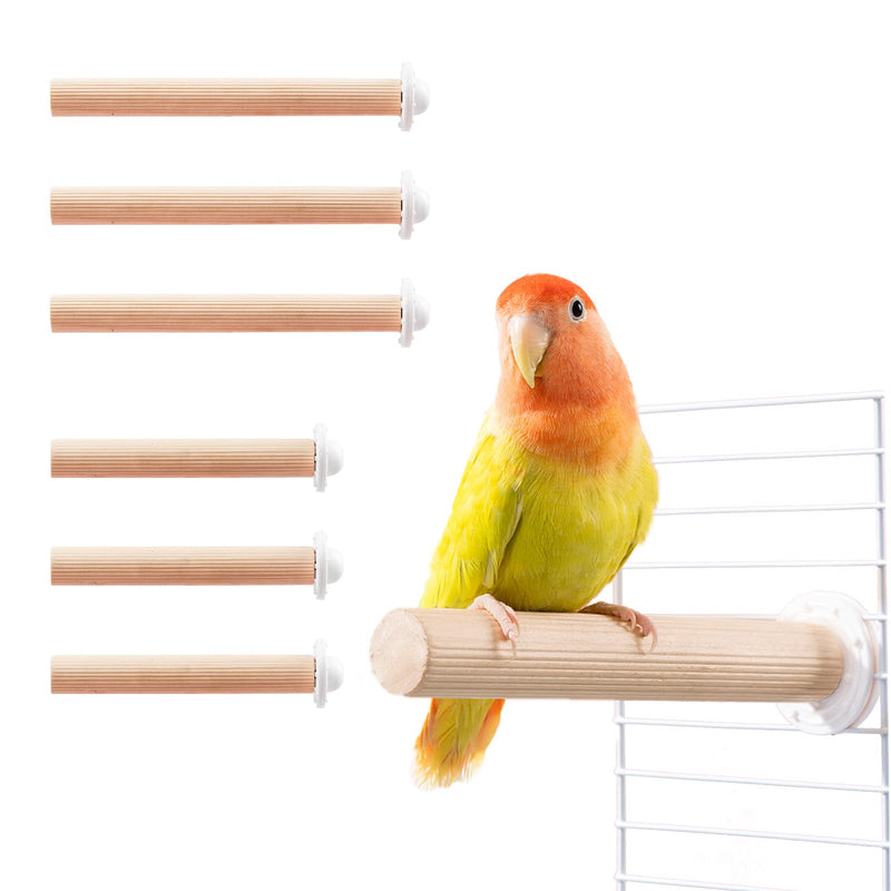 6 Pcs Wooden Bird Cage Perch, Cage Accessories, Parrot Toys, Mimics Wild Branches, for Parakeet, Cockatiel, Conure, Budgie, Lovebird, Small Medium Birds