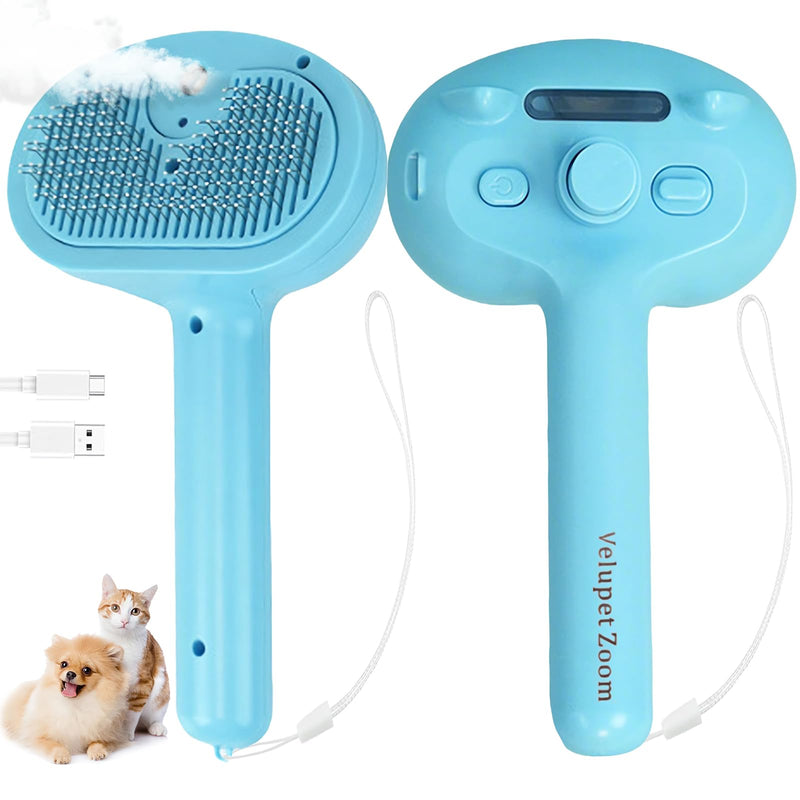 Cat Steam Brush for Shedding, Pet Steam Brush for Dog with Release Button,Anti-Static Pet Spray Hair Removal Comb,Cat Spray Comb for Long & Short Haired Pets,Blue Blue - PawsPlanet Australia
