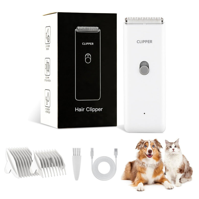 Handy Dog Cat Clippers - Professional Cordless Grooming Tools - Low Noise Pet Hair Trimmer Kit, AP005, White Ap005-white