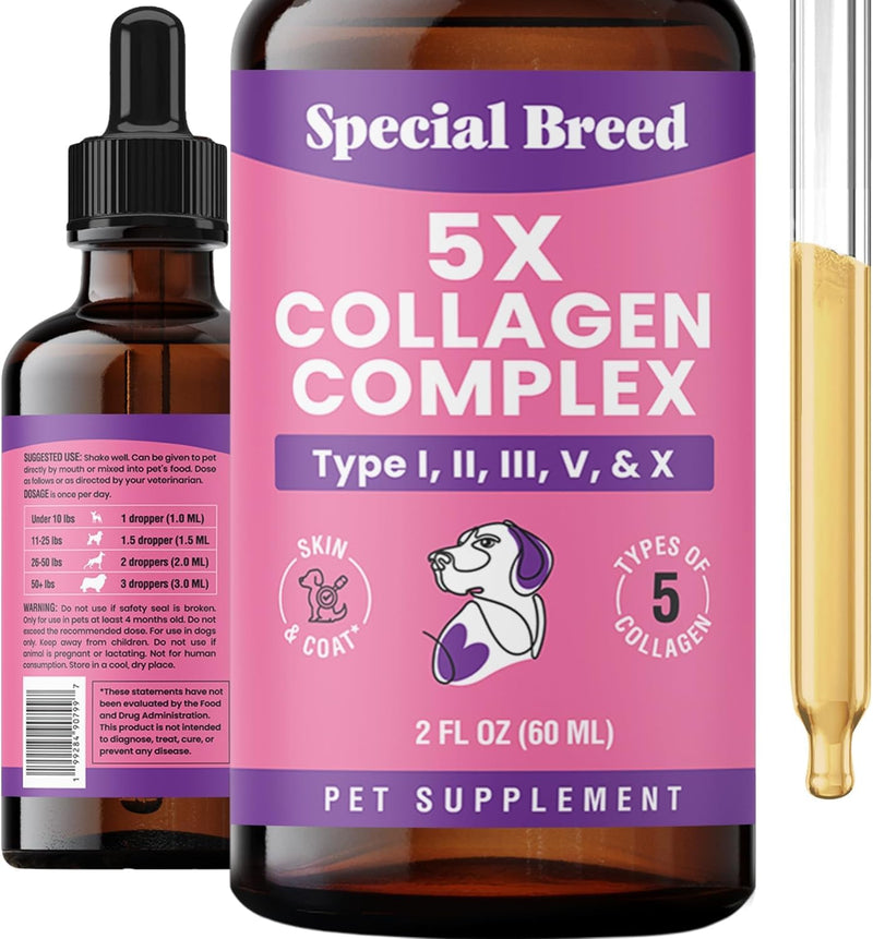 Premium Collagen for Dogs - Liquid Support for Joints, Skin, Coat, Bone, Immune System & HIPS - Collagen Supplement - Made in USA - 2oz 2 Ounce