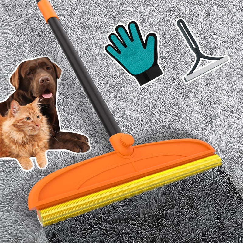 Carpet Rake for Pet Hair Removal, 5FT Reusable Pet Hair Removal Tool with Adjustable Handle, 3 in 1 Lint Remover Dog Cat Fur Remover Broom for Rugs, Mats, Beds, Stairs, Couch - PawsPlanet Australia