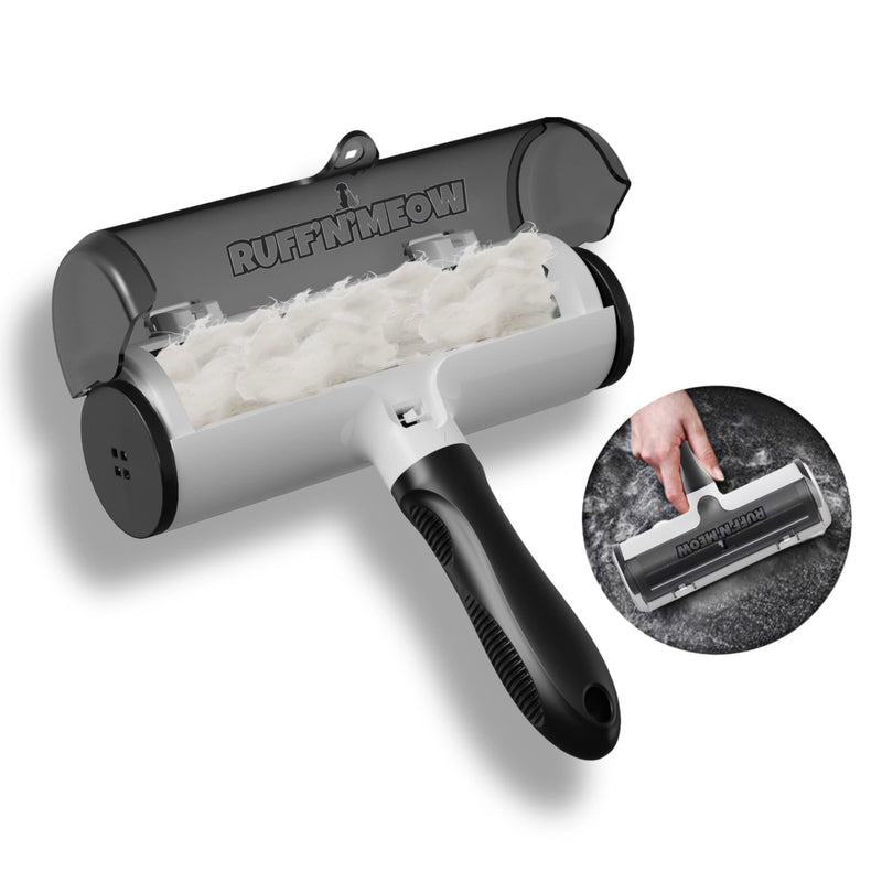 Ruff’N’Meow Pet Hair Remover Tool – Reusable Lint Roller for Dog & Cat Hair – Multi-Surface Fur Remover for Couch, Furniture, Carpet, Bedding & Car – Portable Pet Owner Essential – Built-in Fur Bin - PawsPlanet Australia