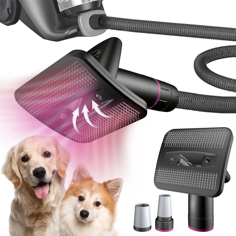 Pet Hair Grooming Brush Vacuum Attachment - Pet Vacuum Grooming Brush Hair Remover Shedding Deshedding Attachment Tool Kit for Dogs and Cats Grey - PawsPlanet Australia