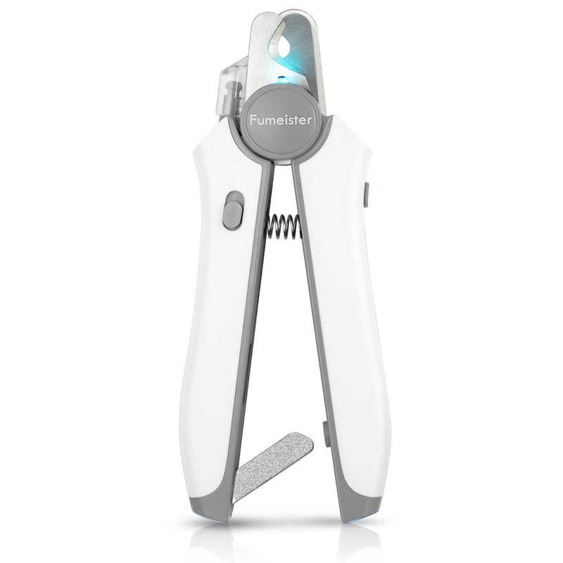 Type-C Rechargeable Dog & Cat Nail Clippers - LED Pet Nail Trimmer with Built-in Nail File, Extra Sharp Blades for Small & Medium Dogs, Indoor Cats (White-Gray) White-gray - PawsPlanet Australia
