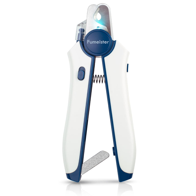 Type-C Rechargeable Dog & Cat Nail Clippers - LED Pet Nail Trimmer with Built-in Nail File, Extra Sharp Blades for Small & Medium Dogs, Indoor Cats (White-Blue) White-blue - PawsPlanet Australia