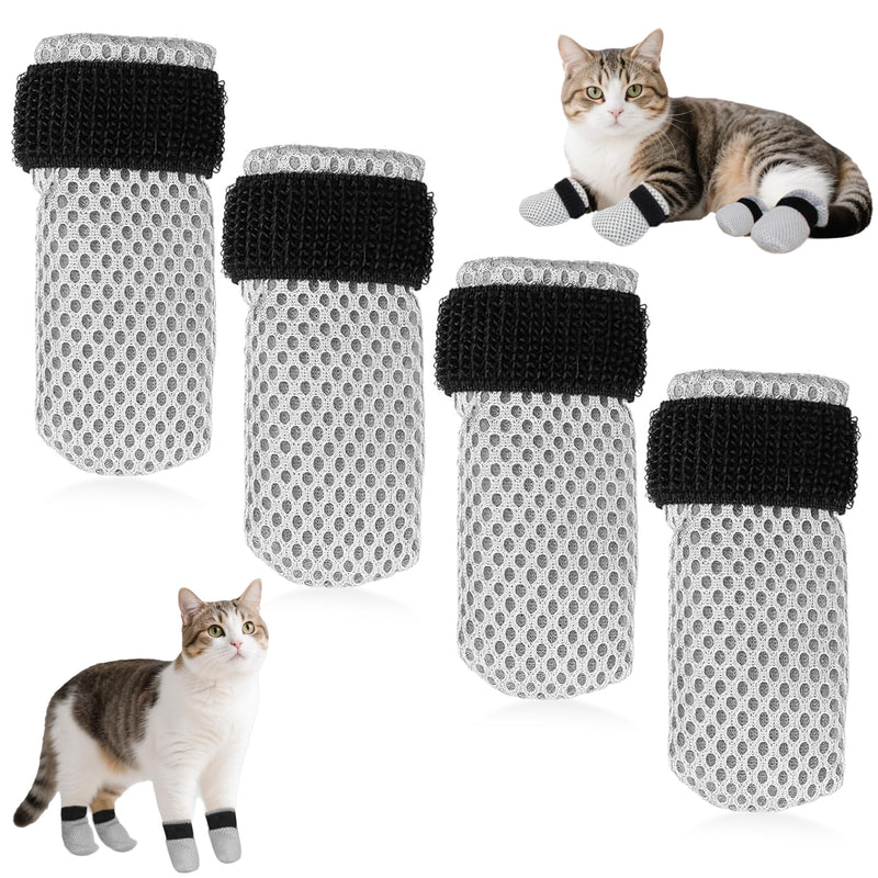 Cat Booties Anti Scratch Mittens,4 PCS cat Claw Covers,Mesh Breathable Cat Shoes,Adjustable Cats Anti Scratch Gloves,Suitable for Cats When Bathing and Nail Trimming S - PawsPlanet Australia