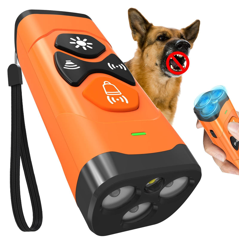 Dog Bark Deterrent Devices | Stop Your & Neighbor’s Dog Barking | 3X Ultrasonic & 23ft Range Anti Barking Device | Dog Behavior Correction Training Indoor Outdoor Orange Black - PawsPlanet Australia