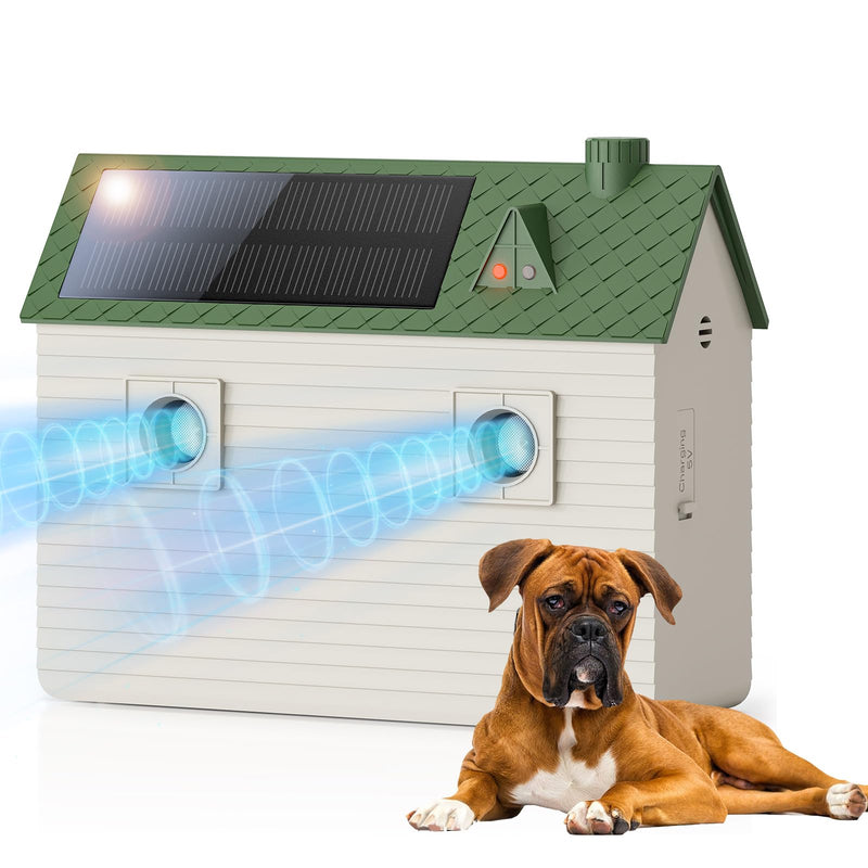 Ultrasonic Dog Bark Deterrent Devices,Anti Barking Device,Dog Barking Silencer Up to 50 FT,3 Modes,Solar and USB Dual Charging Function,Indoor Outdoor for Dogs Training & Behavior Aids,Green Green(waterproof version) - PawsPlanet Australia