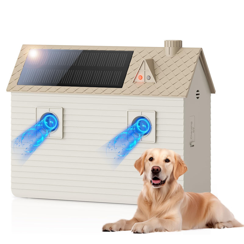 Ultrasonic Dog Bark Deterrent Devices,Anti Barking Device,Dog Barking Silencer Up to 50 FT,3 Modes,Solar and USB Dual Charging Function,Indoor Outdoor for Dogs Training & Behavior Aids,Beige beige(waterproof version) - PawsPlanet Australia