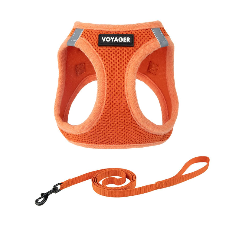 Voyager Step-in Pet Harness - All Weather Mesh, Adjustable Step in Harness for Cats and Dogs by Best Pet Supplies - 307S Orange, M 307 Set Orange M (Chest 15 - 17")