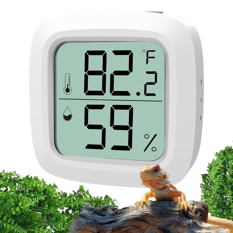 Reptile Thermometer and Hygrometer – Fast Accurate LCD Digital Temp & Humidity Meter for Bearded Dragon Tank Accessories, Lizard, Snake, Turtle, Amphibians, Small Animal Habitat White - 1 Pack - PawsPlanet Australia