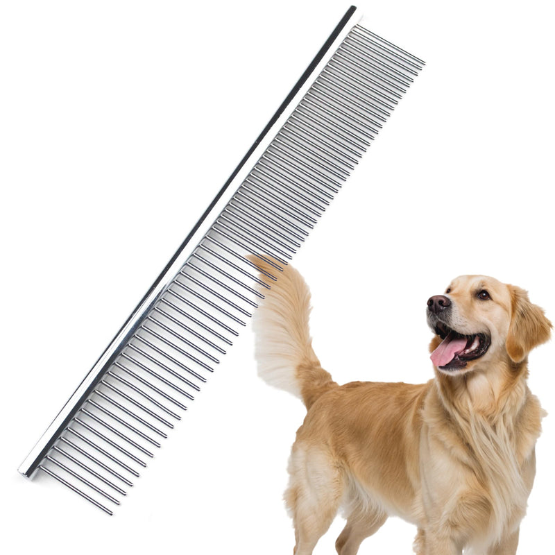 Dog Comb to Remove Tangles and Knots, Cat Comb with Stainless Steel Teeth and Non-Slip Handle, Dog combs for grooming matting for Long Haired Pets (Large) Large - PawsPlanet Australia