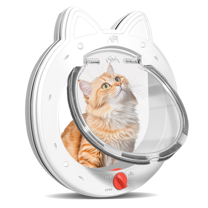 Cat Door with 4 Way Lock, Cats Doors for Interior Exterior Gate, Weatherproof Magnetic Pet Door for Cats and Small Dogs, Cat Flap Doors, Easy to Install, 7.5" x 7.5" Inner Frame (White) - PawsPlanet Australia