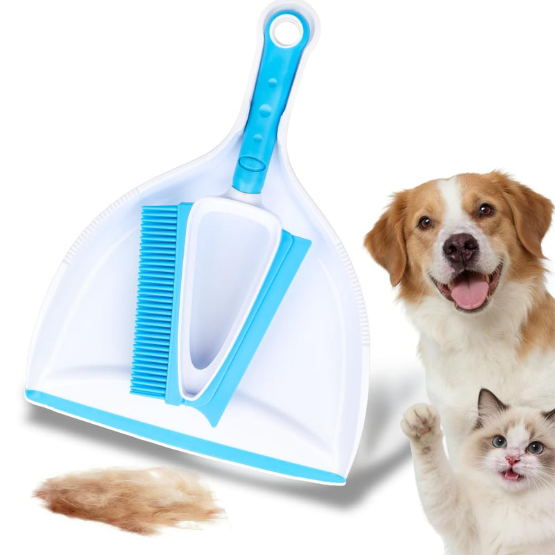 Pet Rubber Brush with Mini Dustpan,Dog Cat Hair Removal Brush with Squeegee,Portable Small Carpet Brush for Clothes,Cars,Sofa,Bed Sheet - PawsPlanet Australia
