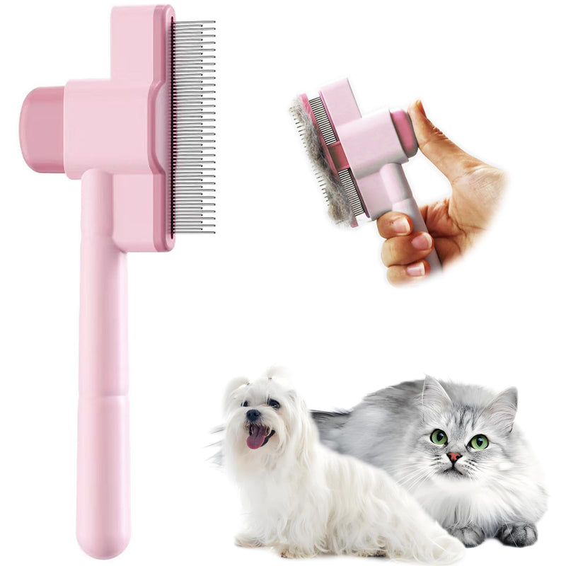 Cat Comb Pet Comb Self Cleaning Upgraded Cat Brush for Long Haired Cats & Dogs, Pink - PawsPlanet Australia