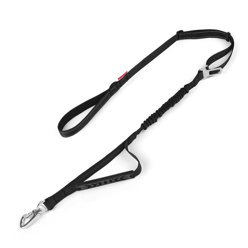 Tactical Dog Leash Heavy Duty, 4-6FT Reflective Military Strong No Pull Shock Absorbing Bungee Dog Lead with 2 Padded Handle, Metal Carabiner Clip, Car Seatbelt for Medium Large Dogs (Black) Black - PawsPlanet Australia