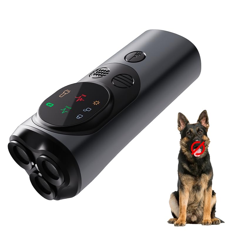 2025 Rechargeable Ultrasonic Dog Bark Deterrent, Anti-Barking Sonic Trainer, 50FT Range, LED Screen Display, Safe & Effective Bark Control, No Shock, for Indoor & Outdoor Pet Training - PawsPlanet Australia