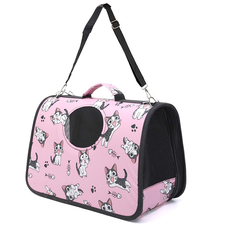 Pet Carrier with Shoulder Strap, 14 Inch x 9.4 Inch x 7 Inch Foldable Pink Breathable High Strength Oxford for Less Than 4.4 Pound Dog and Cat (Small) Small
