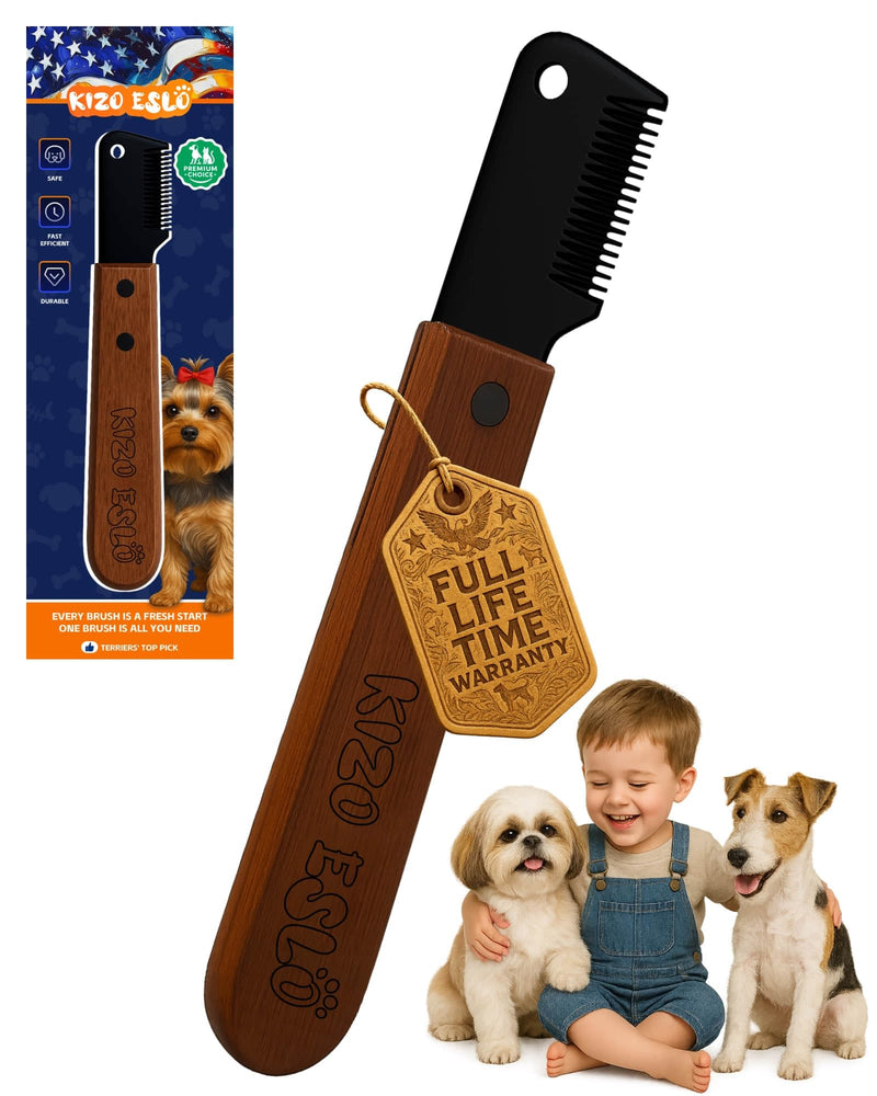 Stripping Knife for Dogs – Gentle Hand Stripping & Carding Knife for Terriers & Double-Coated Breeds, Solid Sapele Hardwood & Black Oxide Stainless Steel, Easy to Clean,Dog Grooming Tool(Left-Handed) Left-Handed - PawsPlanet Australia