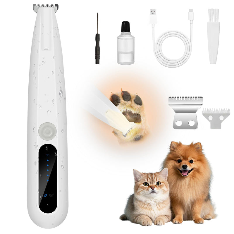 Dog Paw Hair Trimmer, Paw Trimmers for Dog's Feet, Rechargeable, Waterproof, Spare Blade, LED Display, Suitable for Cats & Dogs, Shaver for Paws Eyes Ears Face Buttocks, Dog Grooming Clippers - PawsPlanet Australia