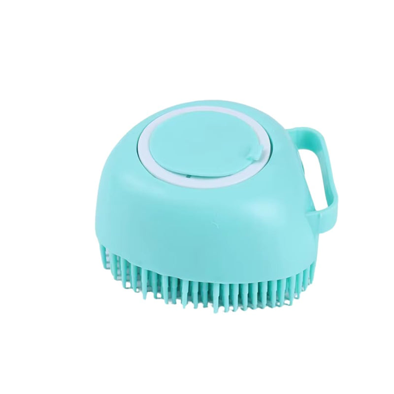 Dog & Cat Bath Brush with Built-In Shampoo Dispenser - 2-in-1 Silicone Pet Grooming Massage Brush for Anxiety Relief & Deep Cleaning - Luxury Spa Treatment (Yellow) Blue - PawsPlanet Australia