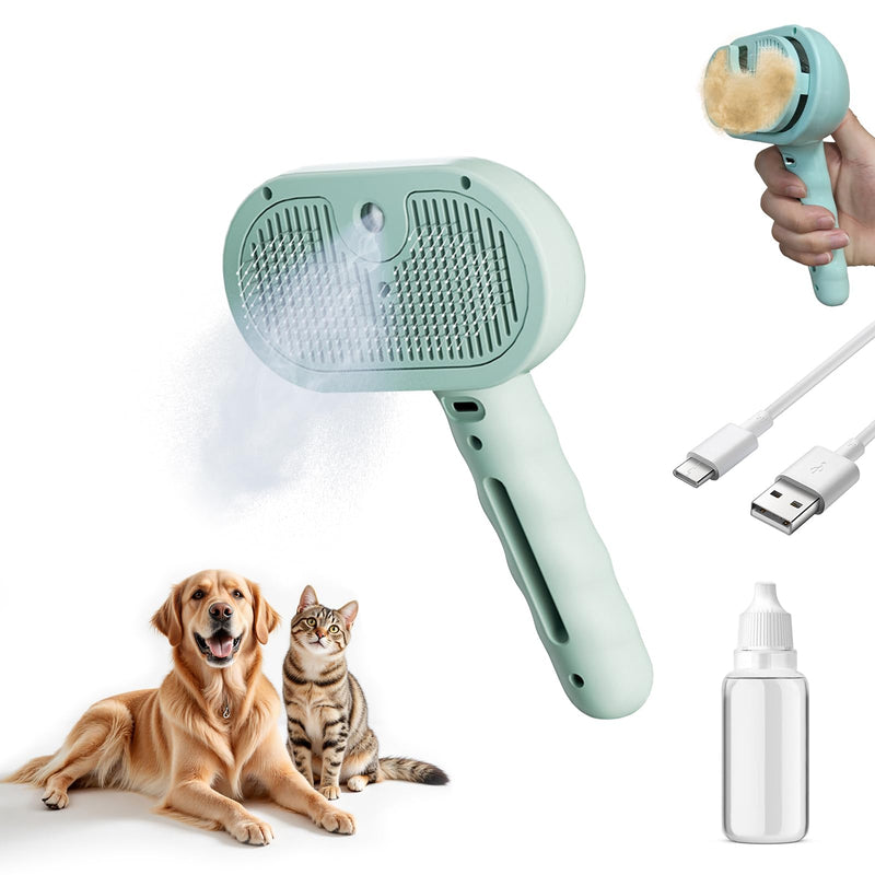 Spray Cat Hair Brush For Grooming Convertible USB Rechargeable Dog Brush For Shedding - Ideal For Indoor & Outdoor(Green) Green - PawsPlanet Australia