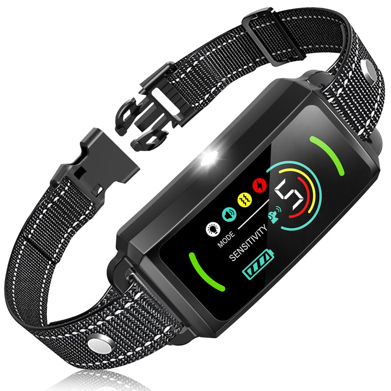 Bark Collar, Rechargeable Dog Bark Collar, Anti Barking Training Collar with Flashing Light, 5 Adjustable Sensitivity Beep Vibration, Bark Collar for Small Medium Large Dogs, IP67 Waterproof Black - PawsPlanet Australia