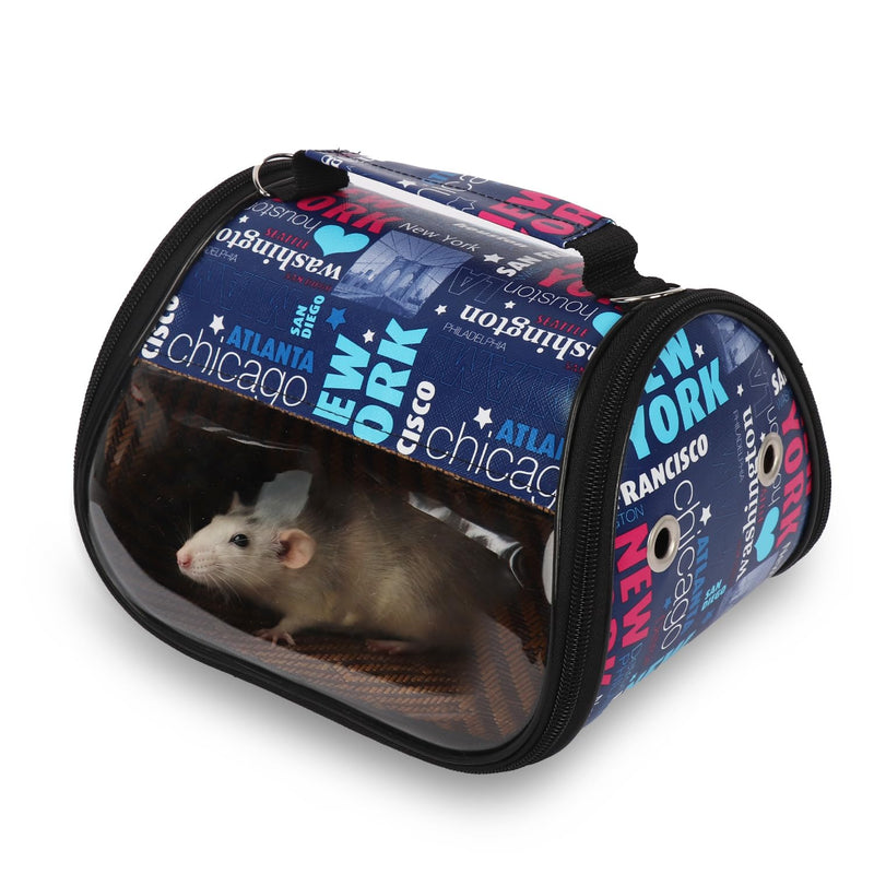 Transparent Small pet Carrier, Adjustable Shoulder Strap, Detachable Bamboo and Rattan Lining Suitable for Ventilated Bird Backpacks for Sugar Gliders, Hamsters, Rats, and Parrots (Blue) blue