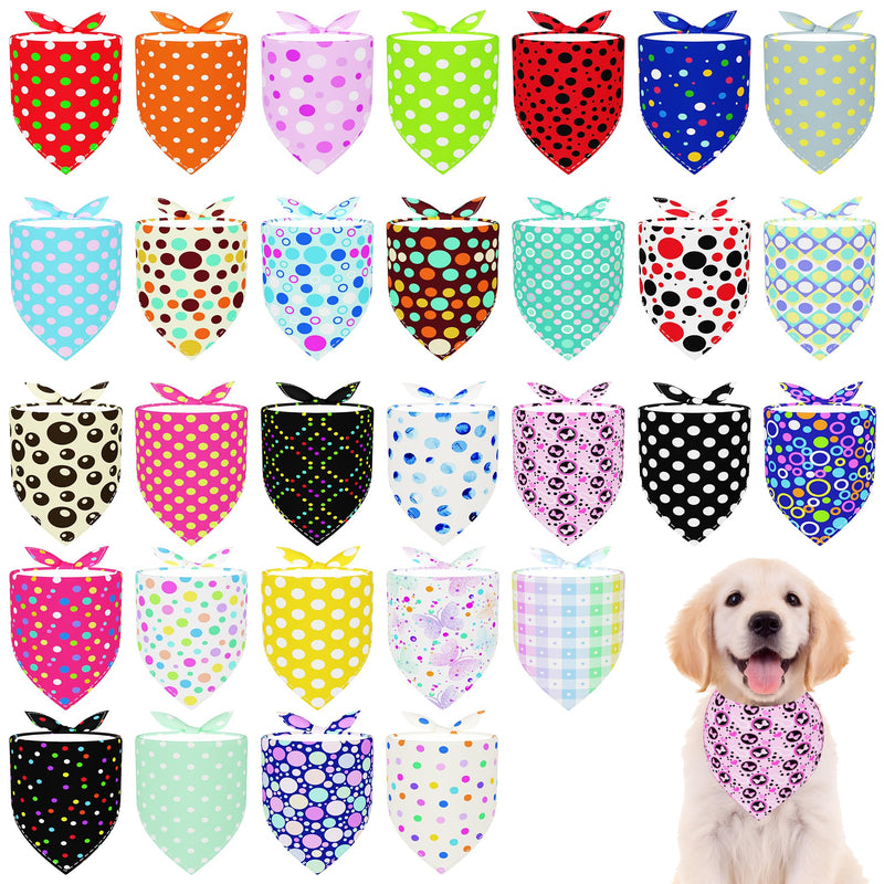 30 Pcs Polka Dot Dog Bandanas for Small Dogs Medium Stitch Dog Bandana Bulk Reversible Print One Side Large Polyester Scarves Party Grooming M - PawsPlanet Australia