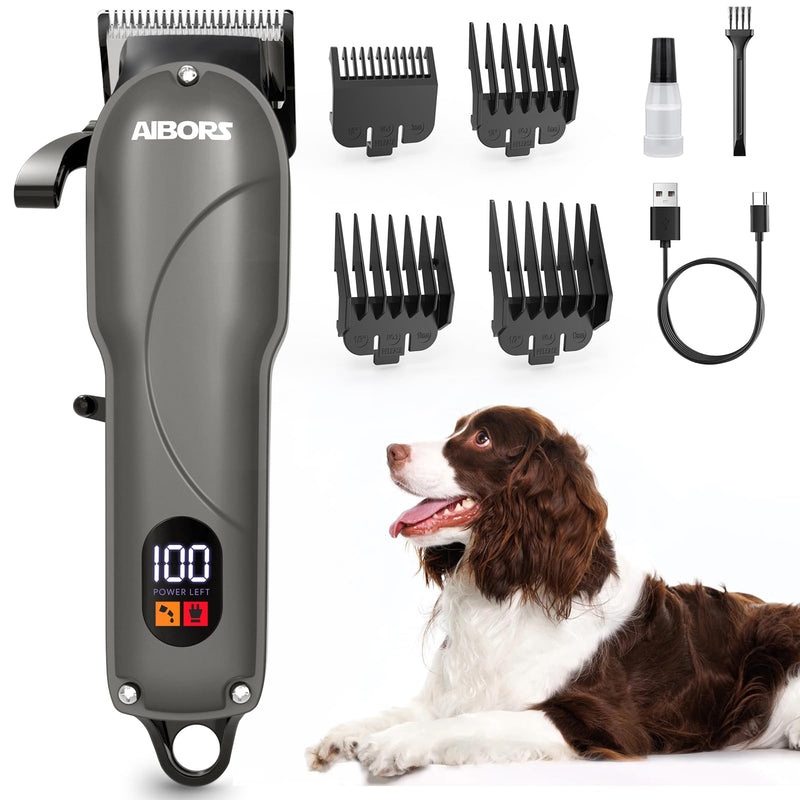 Dog Clippers for Grooming: Dog Grooming Kit Low Noise Electric Quiet Rechargeable Adjustable Clipper Comb Cordless Pet Hair Thick Coats Clippers Trimmers Set Dogs Hair Clippers for Dogs Cats Pets Grey - PawsPlanet Australia