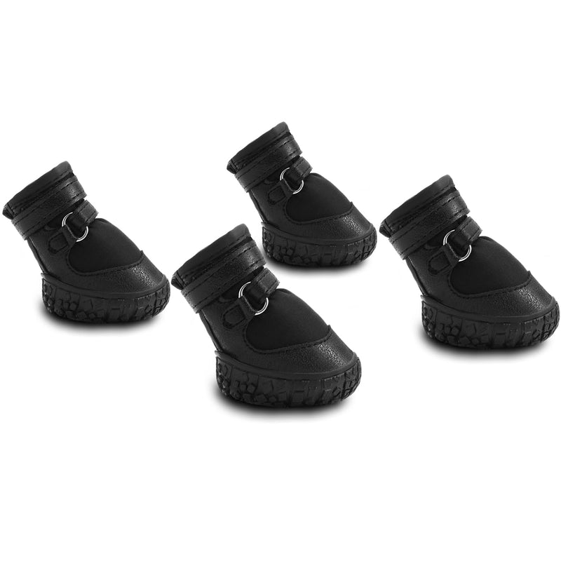 Dog Shoes for Small Dogs, Double Binding Straps Puppy Boots & Paw Protectors for Summer Hot Pavement, Winter Snow Dog Booties with Anti-Slip Rubber Soles for Beach Hardwood Floor Black Size 2 Size 2 (width 1.29 inches) - PawsPlanet Australia