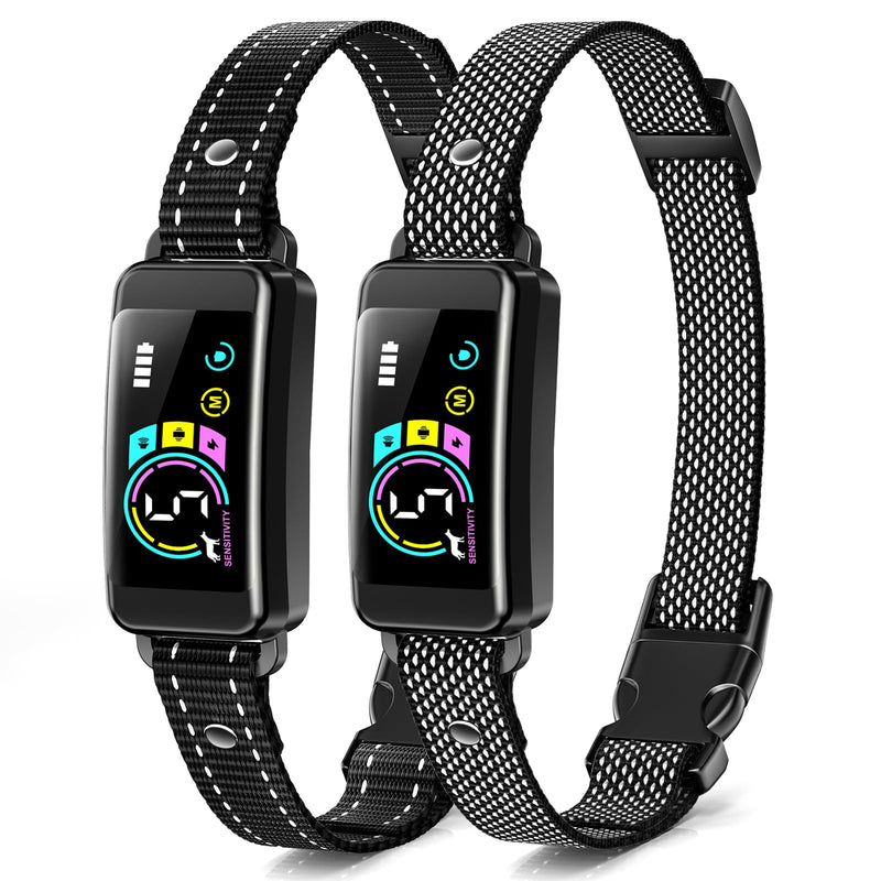 Bark Collar, 2 Pack Smart Dog Bark Collar for Large Medium Small Dogs, Anti Barking Device for Dogs Training Collar with Beep Vibration Harmless Shock, 5 Adjustable Sensitivity (Black) Black - PawsPlanet Australia