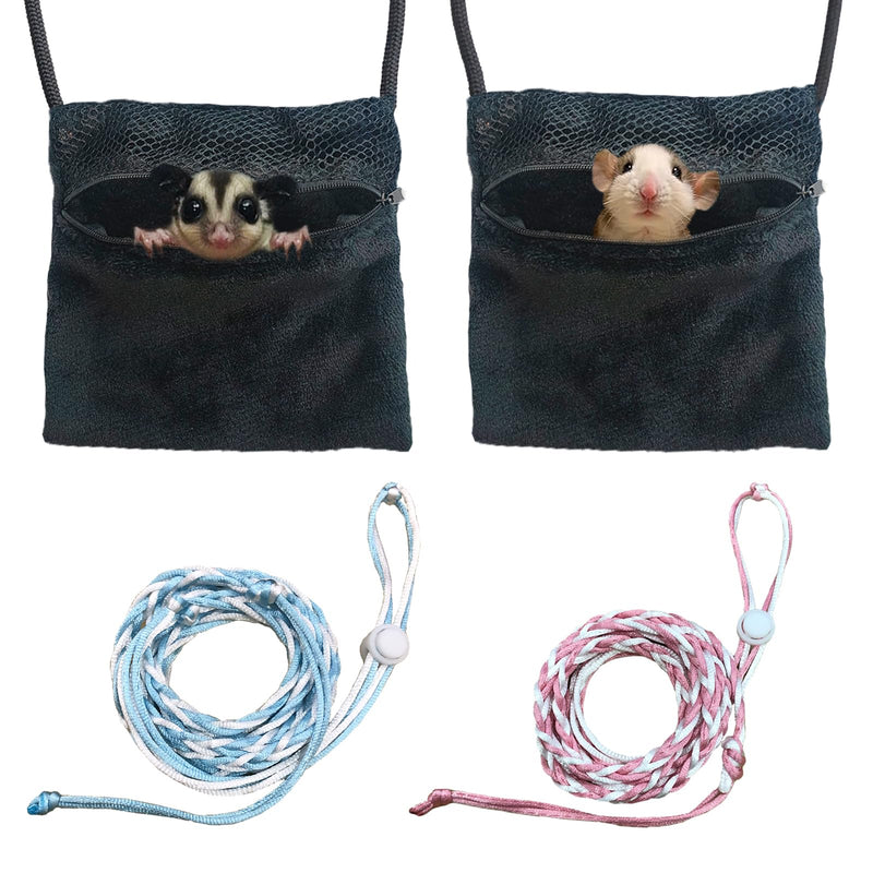 2 Pics Sugar Glider Pouch and 2 Pics Hamster Leash Small Animal Carry Pouch with Adjustable – Cozy & Portable Habitat for Small Pets (Hamsters, Rat, Marmosets, Squirrels) - PawsPlanet Australia