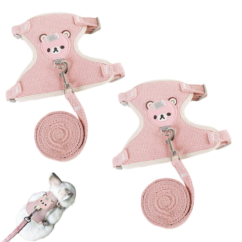 2-Pack Rabbit Harness and Leash Set – Adjustable Small Animal Vest Harness with Safety Buckle – Breathable & Lightweight – Ideal for Rabbits, Ferrets, Guinea Pigs, and Cats (Pink) Pink - PawsPlanet Australia