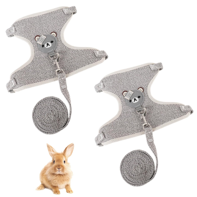 2-Pack Rabbit Harness and Leash Set – Adjustable Small Animal Vest Harness with Safety Buckle – Breathable & Lightweight – Ideal for Rabbits, Ferrets, Guinea Pigs, and Cats (Grey) Grey - PawsPlanet Australia