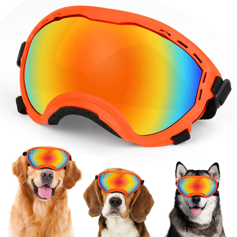 Dog Goggles,UV Protection Dog Sunglasses for Medium-Large Breed,Dogs Eye Protection with Adjustable Strap (Orange) Orange - PawsPlanet Australia