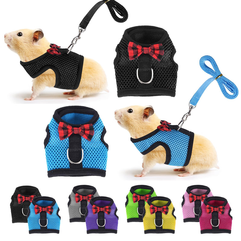 Guinea Pig Harness and Leash, Guinea Pigs Harness, Guinea Pig Leash, Hamster Harness can be Adjusted to Any Size Soft Mesh Harness Leash with Bow for Decoration (2packs) Blue - PawsPlanet Australia