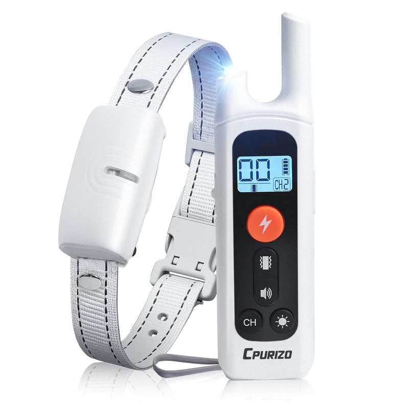 Dog Shock Collar - 3300FT Shock Collar for Dogs with Night-Light, IP67 Waterproof Dog Training Collar with Remote - Beep, Shake, Safe Shocks, 2H Fast Charging - fits 4.5-21.6in Dogs White - PawsPlanet Australia