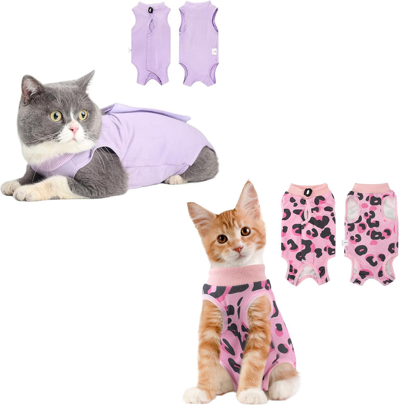 2PCS Cat Recovery Suit for Abdominal Wounds or Skin Diseases, Pink & Donut Cat Onesie for Cats After Surgery Female Kitten Recovery Suit, Breathable E-Collar Alternative for Cats After Spay Anti - PawsPlanet Australia