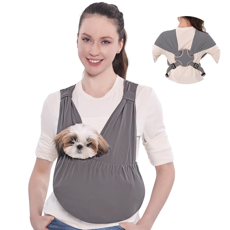 Supet Dog Sling Carrier for Small Pets, Hands Free Front Cat Sling, Reducing Back Neck Pain Anti-Anxiety, Adjustable Soft Carrying Plus Grey - PawsPlanet Australia