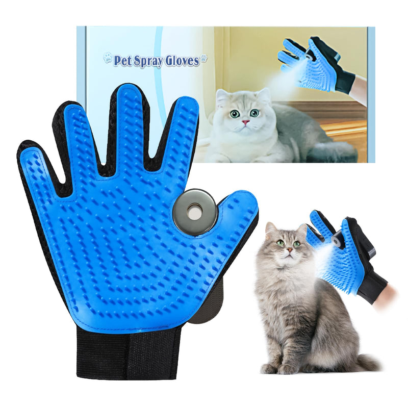 OneNine Upgrade Efficient Pet Hair Remover Glove, Cat & Dog Grooming Gloves for Shedding, Pet Steam Grooming Gloves, Deshedding Steam Glove, Upgrade Spray Cat Grooming Brushes (Blue) - PawsPlanet Australia
