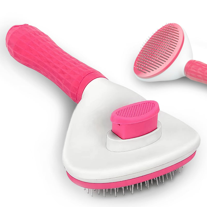 Dog & Cat Brush, Soft Self Cleaning Slicker Brush, Skin-Friendly Upgraded Dog Brush for Shedding, Massaging, and Grooming – Perfect for Long & Short Coats (Pink) Pink - PawsPlanet Australia