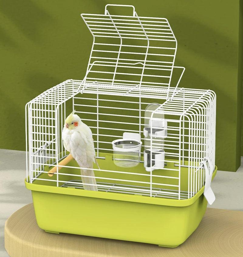 Portable Bird Travel Carrier Cage – 360° Full View Wire Carrier with Feeder & Water Cup for Cockatiels, Parakeets – Locking Door, Easy Clean, Perch Included – Perfect for Vet Visits, Trips(Size:L) - PawsPlanet Australia